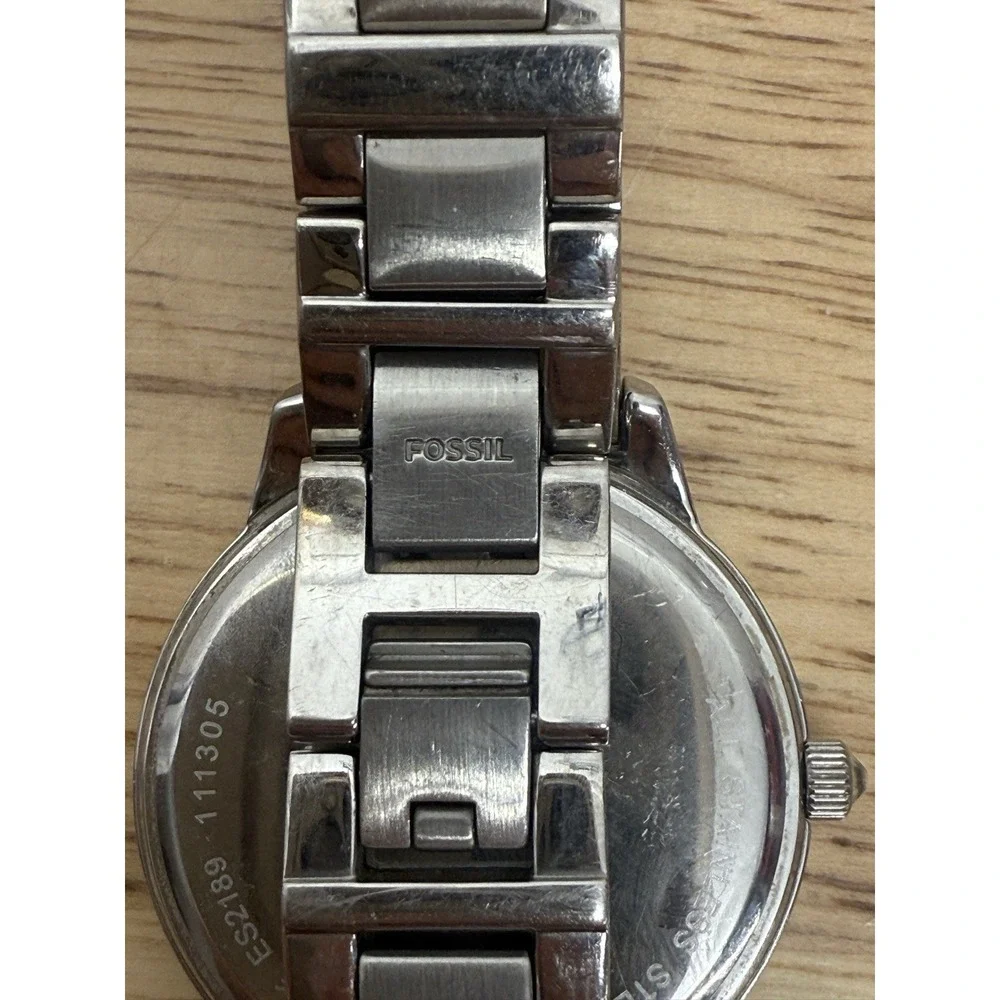 Fossil ES-2189 Women's Watch 34mm Crystal Silver‎ Tone Pink Dial